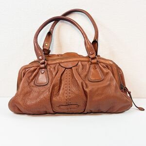 Cole Haan | Village Triple Zip Satchel Handbag in Brown Orange